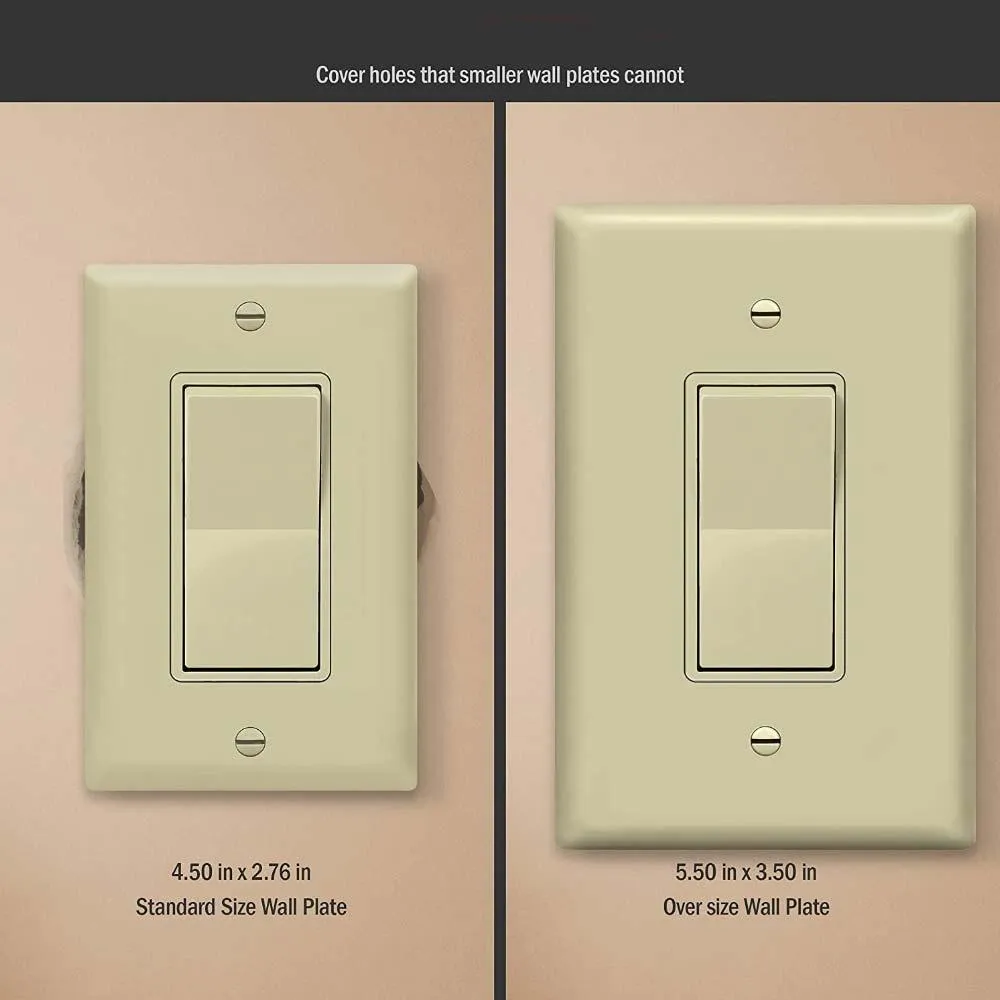 1-Gang Oversized Decorator Rocker Wall Plate Ivory