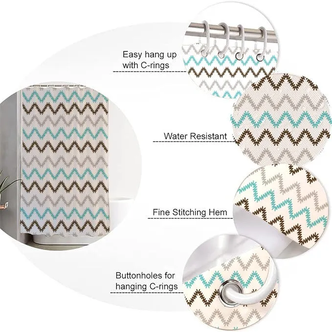 1 PC Waterproof Shower Curtain-Chevron