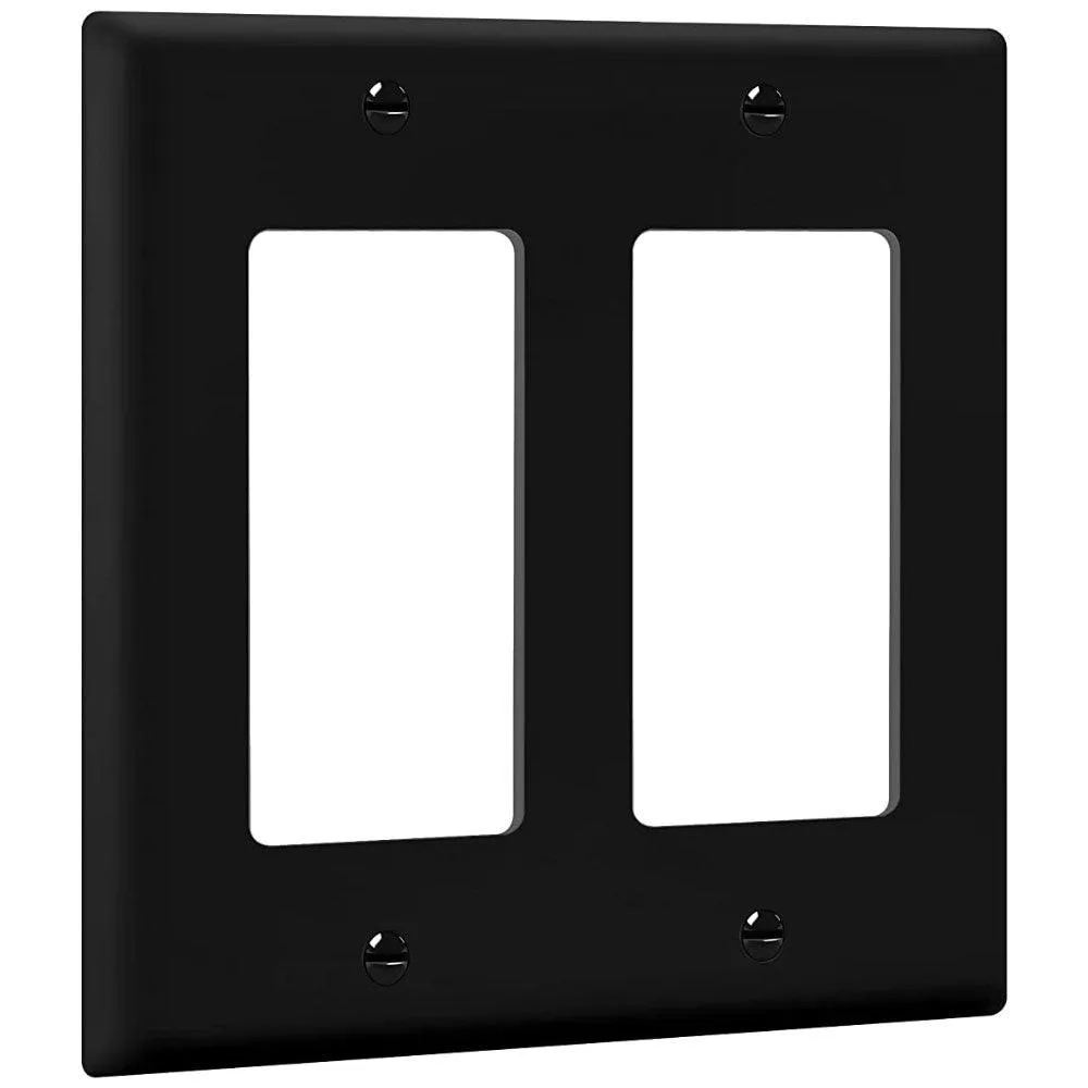 2-Gang Decorator Rocker Wall Plate Black