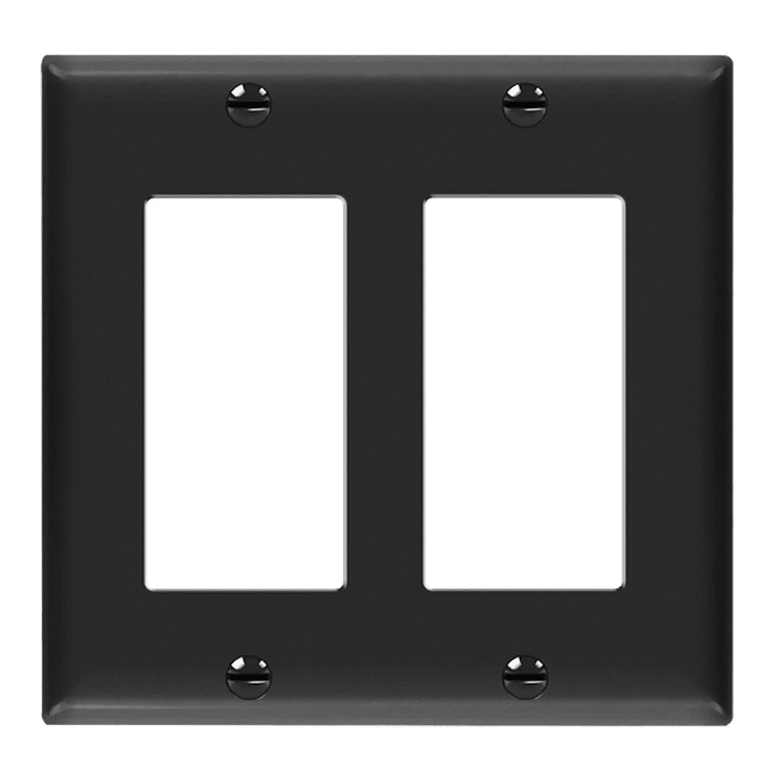 2-Gang Decorator Rocker Wall Plate Black