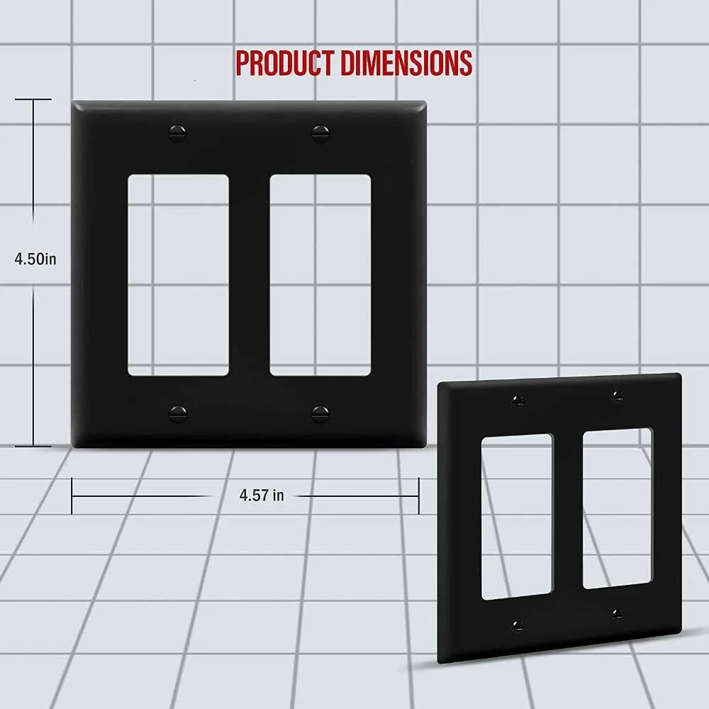 2-Gang Decorator Rocker Wall Plate Black