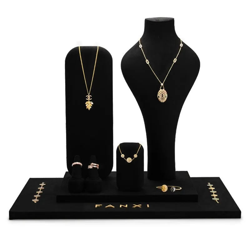 Black Microfiber Jewelry Display Set TT036