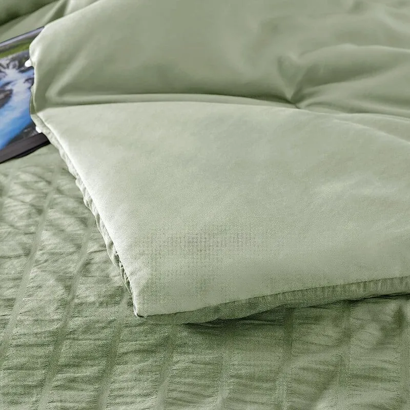 Double bed linen set CozyLux Queen Comforter, 7 pieces, green