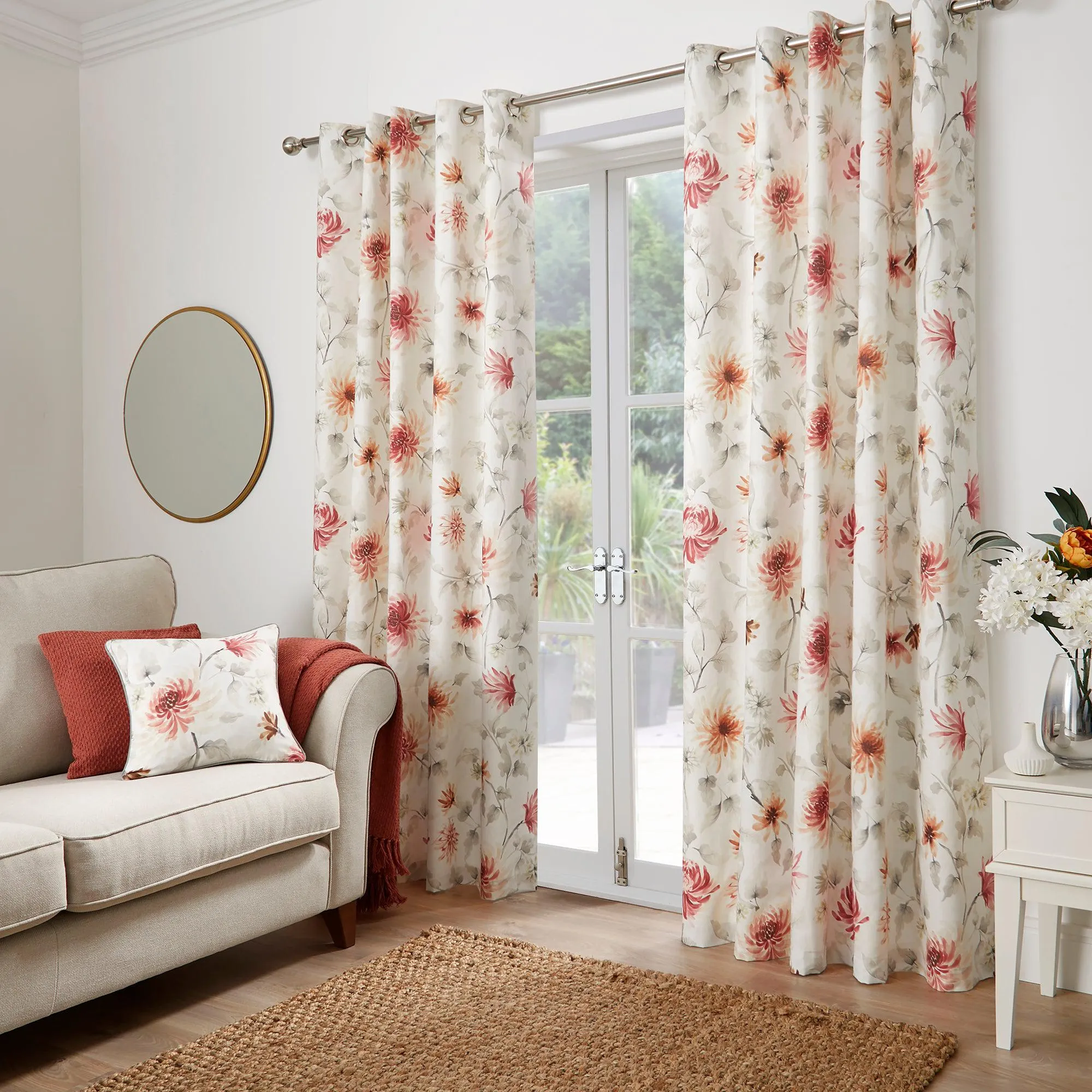 Dreams & Drapes Nadia Eyelet Curtains - Red