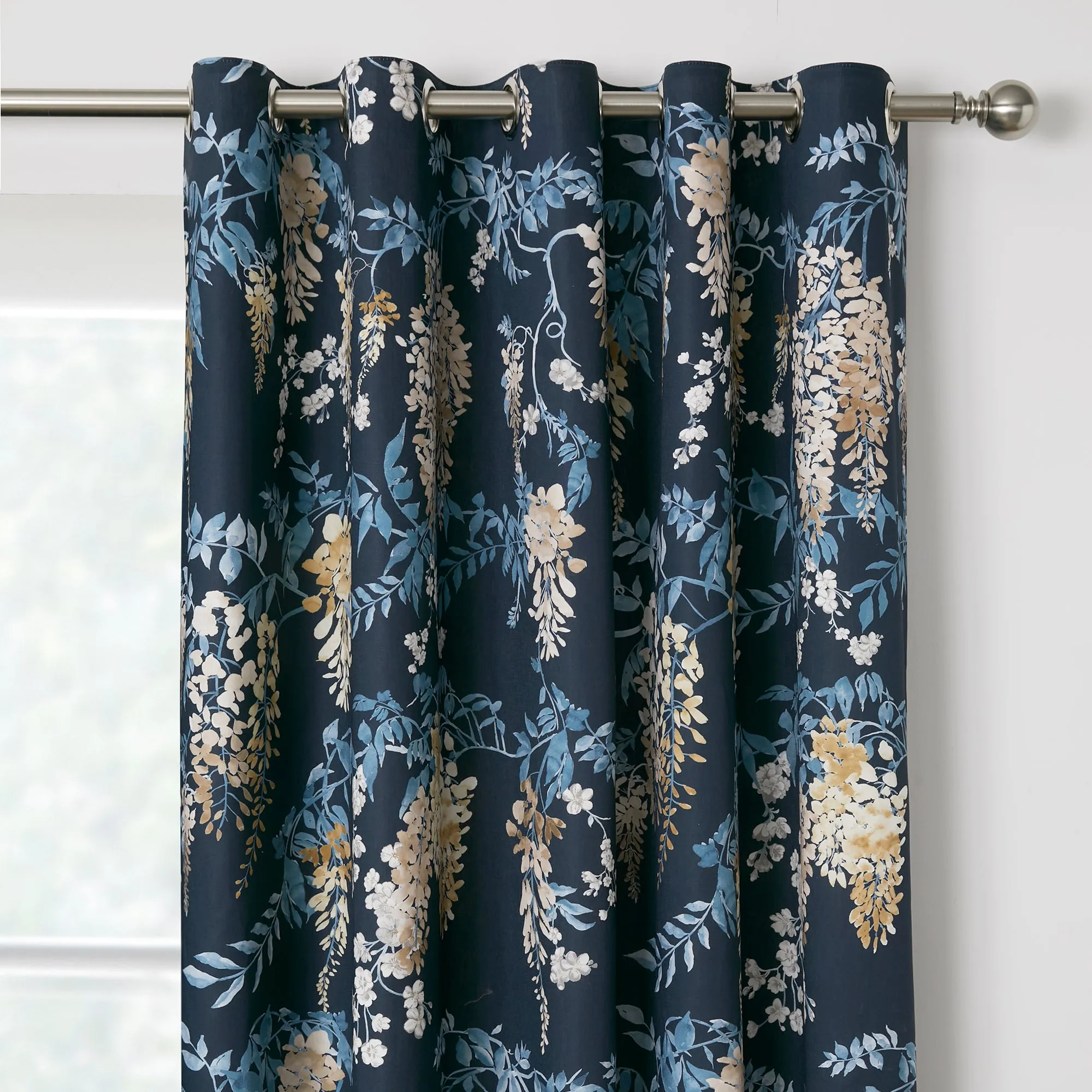 Dreams & Drapes Wisteria Eyelet Curtains  - Navy