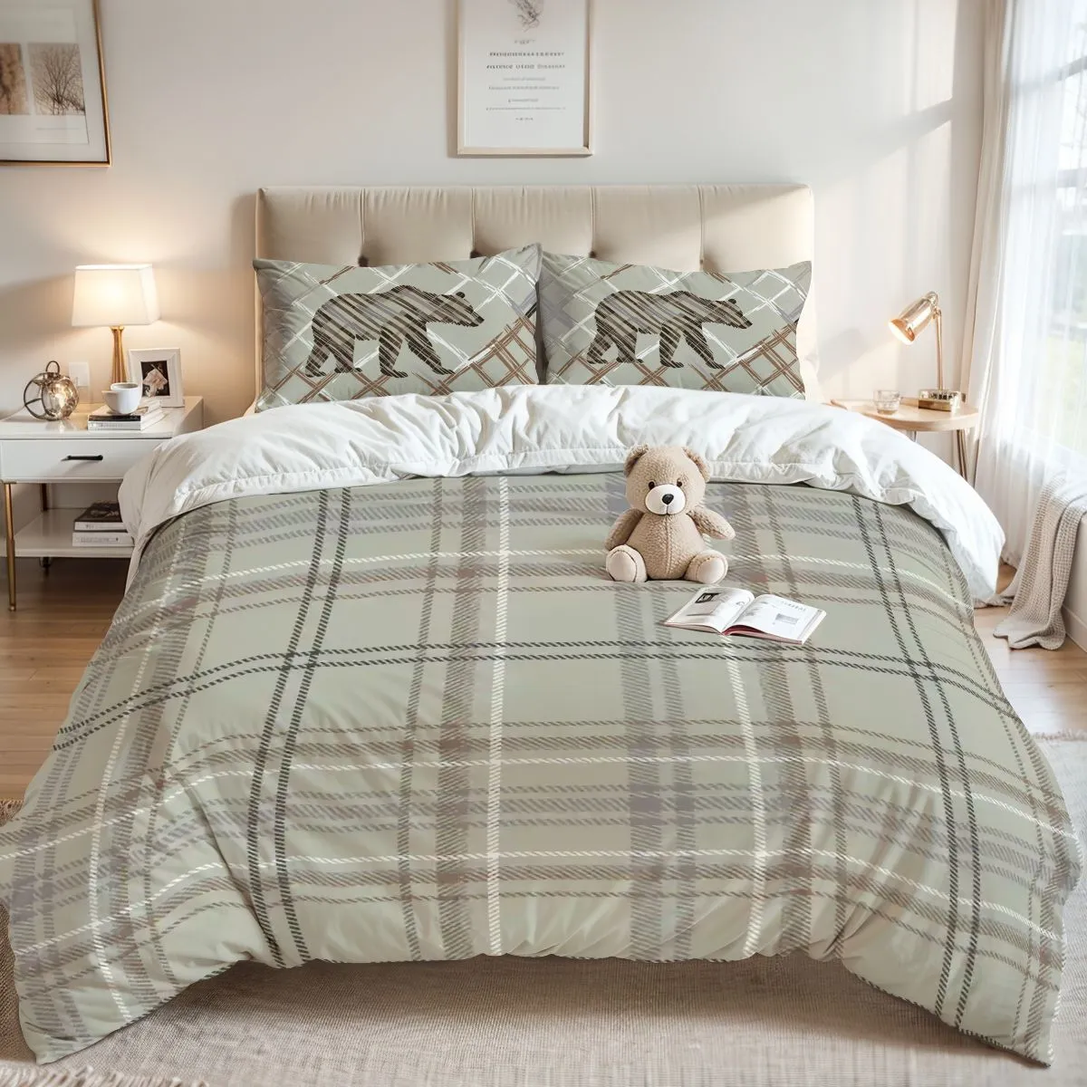 Duvet Cover, Plaid Bedding, Chocolate Mousse Collection Wild Animal Theme