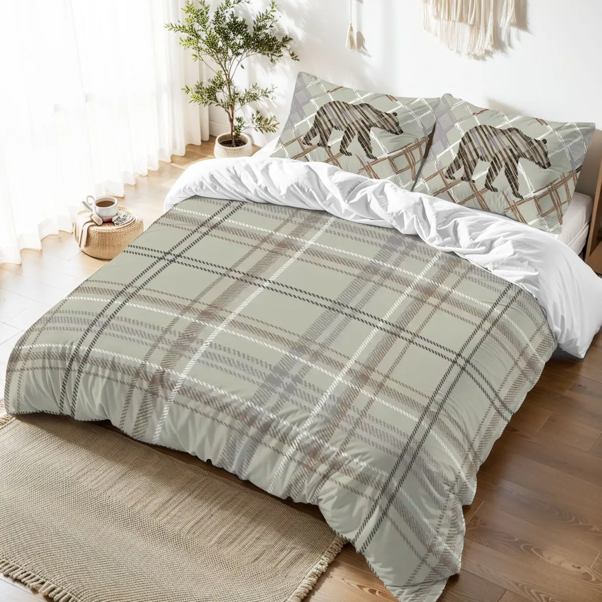 Duvet Cover, Plaid Bedding, Chocolate Mousse Collection Wild Animal Theme