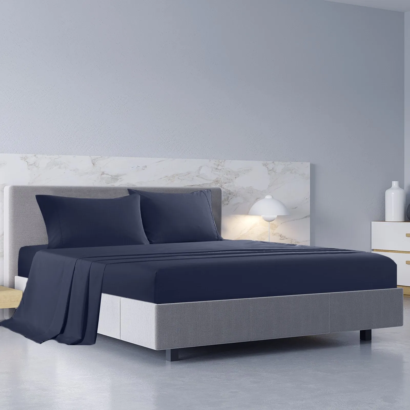 Royal Comfort 1000TC Hotel Grade Bamboo Cotton Sheets Pillowcases Set Ultrasoft Queen Royal Blue