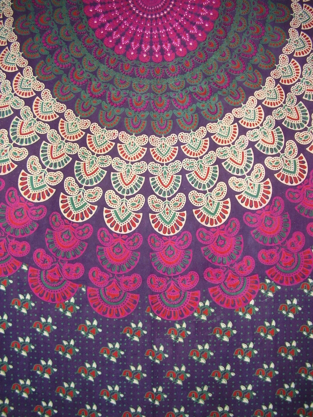 Sanganeer Mandala Tab Top Curtain Drape Panel Cotton 50" x 90" Eggplant