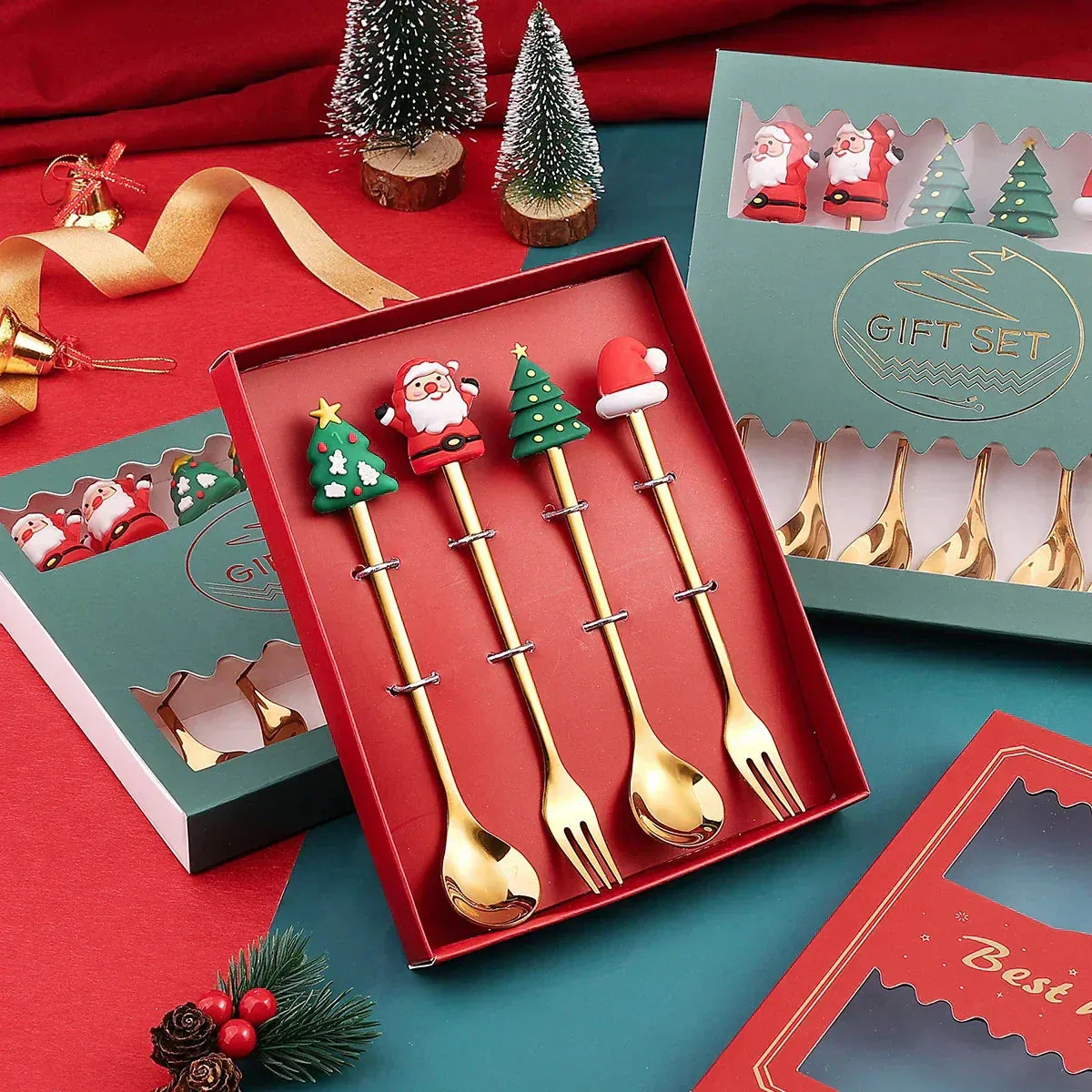 Stainless Steel Cutlery Set - Festive Christmas Design