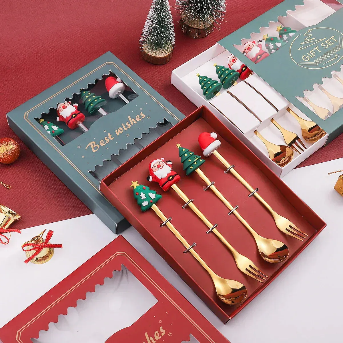 Stainless Steel Cutlery Set - Festive Christmas Design