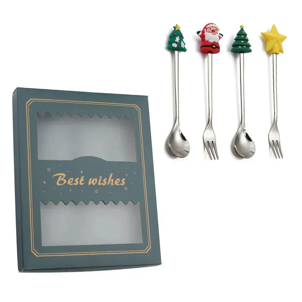 Stainless Steel Cutlery Set - Festive Christmas Design