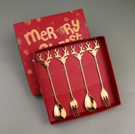 Stainless Steel Cutlery Set - Festive Christmas Design