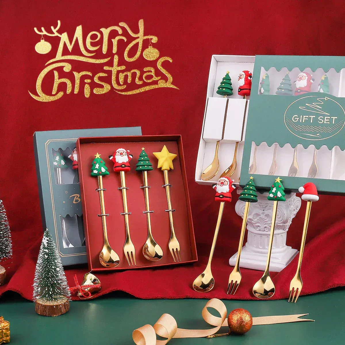 Stainless Steel Cutlery Set - Festive Christmas Design
