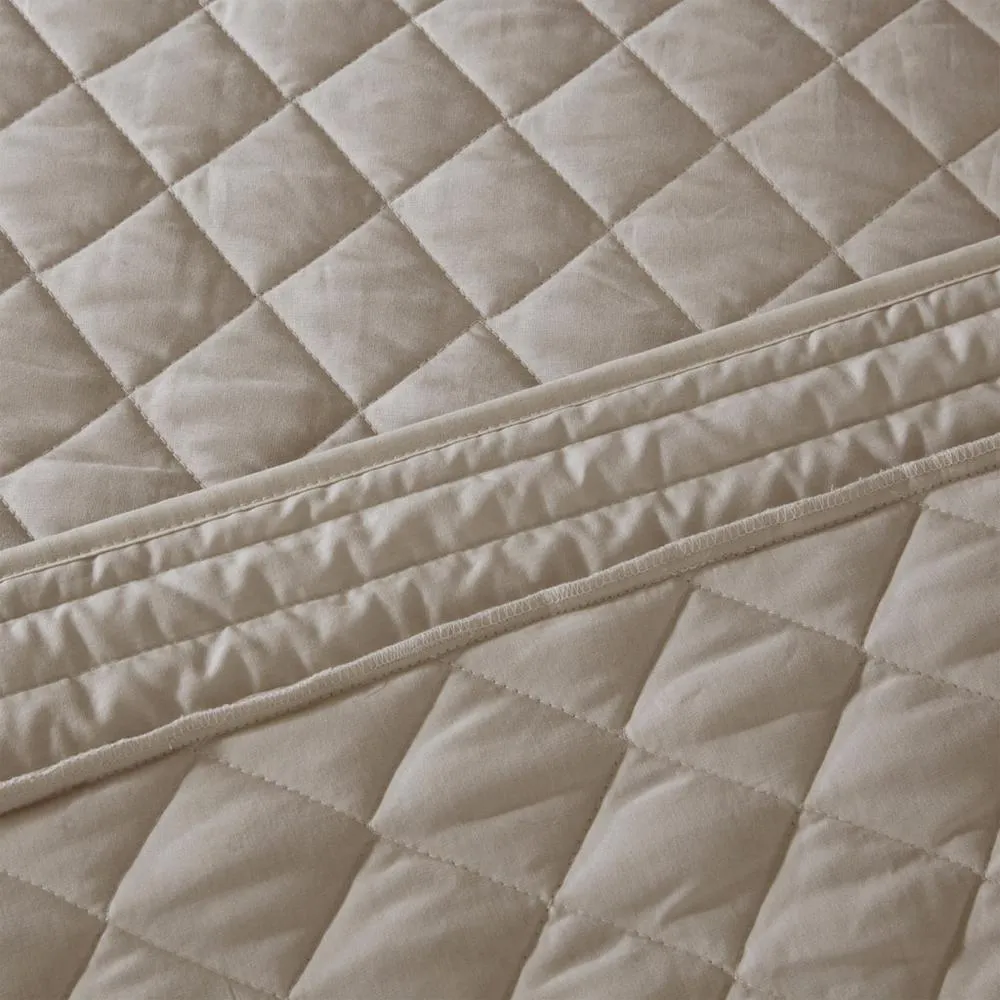 Turin | Beige Cotton Tailored Percale Bedspread Set