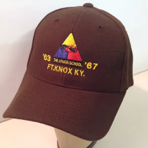 Vintage Acrylic The Armor School Fort Knox Kentucky '63-'67 Dark Brown Souvenir Baseball Cap