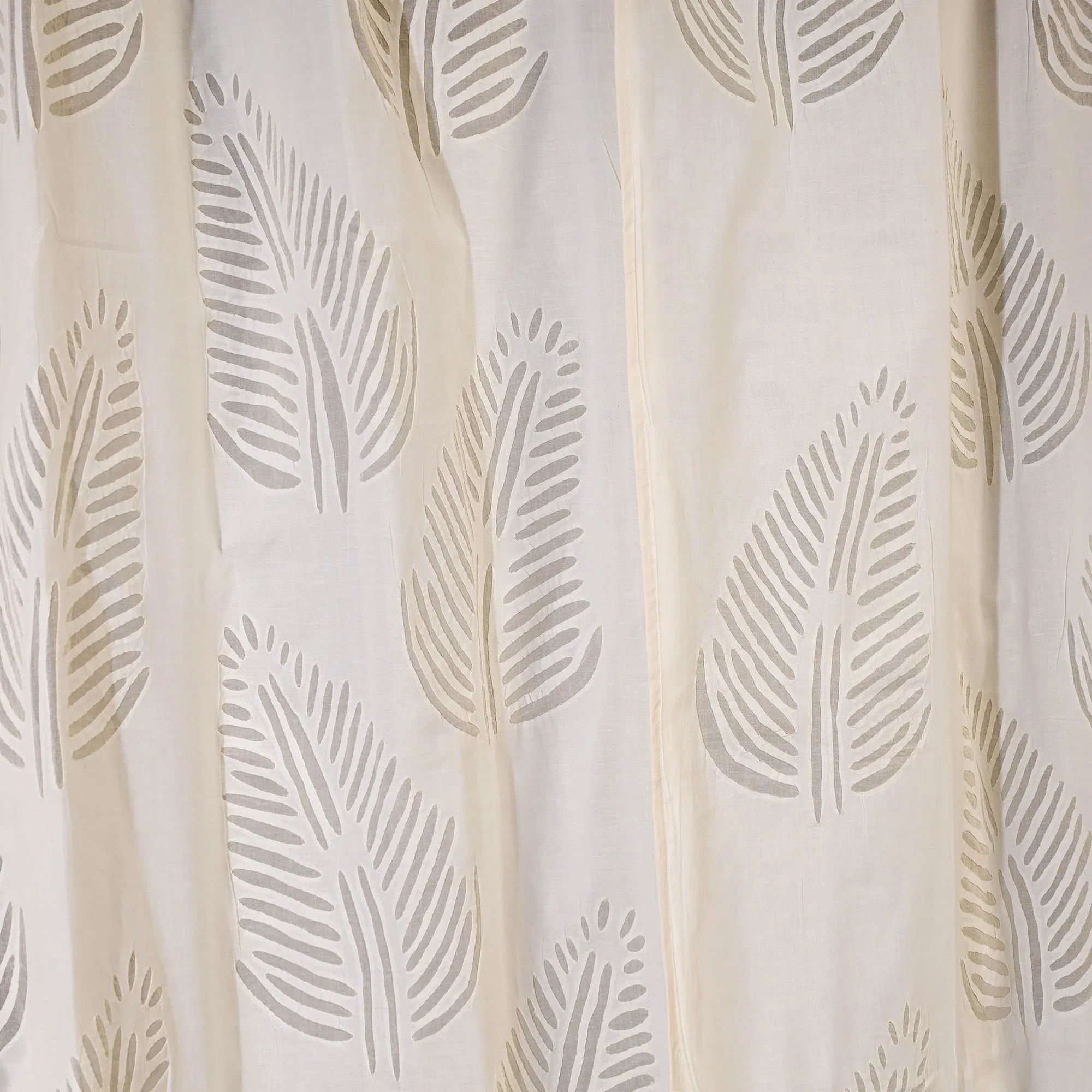 White - Beige - Applique Leaves Cutwork Door Cotton Curtain 03